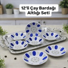 TD ‘’melamin Kırılmaz Mavi Kahveci Çay Tabağı 12'li’’