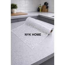 NYK Home Pvc Deliksiz Altı Şeffaf Kaplama Dantel Raf Örtüsü Dolap Örtüsü