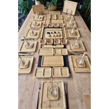 Casa De Bella Bambu 64 Parça Kare Servis Tabaklı 12 Kişilik Kahvaltı Takımı