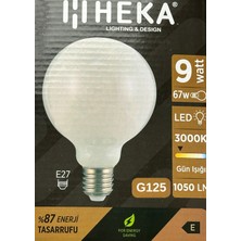 (1 Adet) Heka 9W (67W) 3000K (Sarı Işık) E27 Duylu (Kalın Duy) LED Glop G125 Ampul