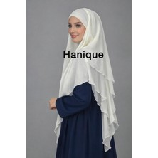 Hanique Tesettür Uzun Boy Ekru Sufle - Hafif Şifon Katlı Sufle Şal