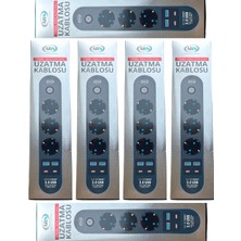 (6 Adet) Ars 3 Lü Priz 2 Metre Isıya Dayanıklı Termal Akım Korumalı 2 Typec + 2 USB