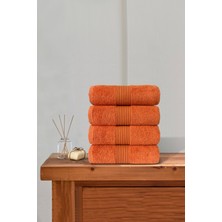 Ellaline 3'lü El Yüz Havlu Seti %100 Pamuk Sertifikalı Baş Havlusu | Mutfak Çeyizlik 50X90CM Kiremit Turuncu