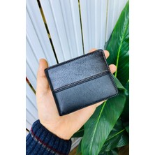 Derius Lucca Siyah-Kahverengi Çok Kart Bölmeli Kişiye Özel Isim Baskılı Hakiki Deri Spor Erkek Cüzdanı