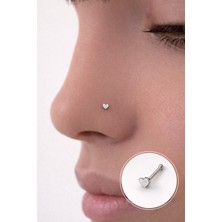 Sacce Scarves & Accessories 316 L Çelik Mini Kalpli Hızma Burun Piercingi Gümüş Renk