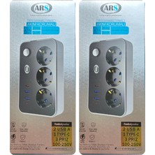 Avarson (2 Adet) Ars Isıya Dayanıklı Termal Akım Korumalı 3 Lü Priz 2 Metre