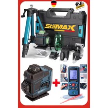 Stilmax Inşaat Usta Seti: Hassas 16 Çizgi Lazer Hizalama Yeşil Çizgili + 50METRE Lazermetre Hediyeli Set