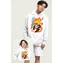 Fuddy Moda Unisex Naruto Character Baskılı Kapüşonlu Sweatshirt, Oversize Naruto Anime Temalı Hoodie