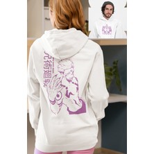 Fuddy Moda Oversize Purple Sukuna Sırt Baskılı Kapüşonlu Sweatshirt, Unisex Jujutsu Kaisen Anime Hoodie
