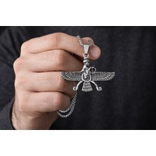 Antik Pers Sembolü Ahura Mazda Faravahar Erkek Çelik Kolye