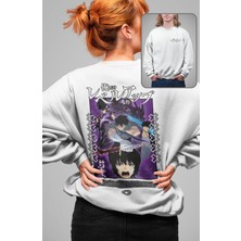 Fuddy Moda Unisex Sung Jin-Woo Sırt Baskılı Kapüşonsuz Sweatshirt, Oversize Solo Leveling Anime Sweatshirt