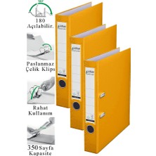 ArtMaster Büro Klasörü Sarı Dar 3 Adet Plastik Dar Sarı Klasör Halkalı Paslanmaz Çelik Klipsli Ofis Büro