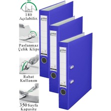 ArtMaster Büro Klasörü Mavi Dar 3 Adet Plastik Dar Mavi Klasör Halkalı Paslanmaz Çelik Klipsli Ofis Büro