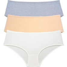 Royaleks 3 Adet Kadın Yüksek Bel Bato Külot Gri Ten Krem