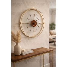 Wallover Design Büyük Boy Jumbo Bej/ceviz Kırılmaz Camlı (Tamperli) Sessiz Metal (Paslanmaz) Duvar Saati 55X55
