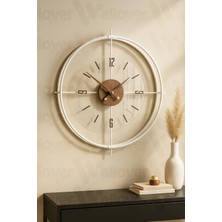 Wallover Design Büyük Boy Jumbo Bej/ceviz Kırılmaz Camlı (Tamperli) Sessiz Metal (Paslanmaz) Duvar Saati 55X55