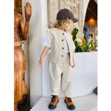 Butik Erkek Çocuk - Bebek Denim Balon Pantolon Yelek 2'li Takım Alt - Üst Takım