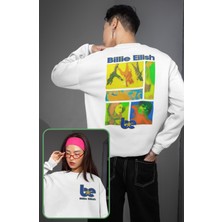 Fuddy Moda Unisex Oversize Be Logo Retro Billie Eilish Sırt Baskılı Bisiklet Yaka Kapüşonsuz Sweatshirt