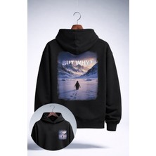 Fuddy Moda Unisex Oversize But Why Nihilist Yanlız Penguen Sırt Baskılı Kapüşonlu Sweatshirt