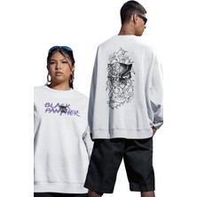 Fuddy Moda Unisex Oversize Black Panther Sırt Baskılı Kapüşonsuz Sweatshirt