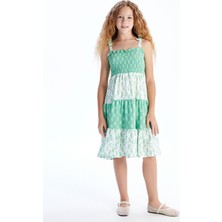 Lc Waikiki Yeni Sezon Kare Yaka Çiçekli Kız Çocuk Elbise