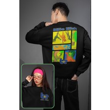 Fuddy Moda Unisex Oversize Be Logo Retro Billie Eilish Sırt Baskılı Bisiklet Yaka Kapüşonsuz Sweatshirt