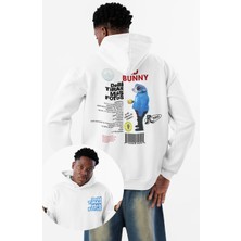 Fuddy Moda Unisex Debi Tirar Mas Fotos Sırt Baskılı Kapüşonlu Sweatshirt, Oversize Bad Bunny Temalı Hoodie