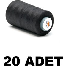 Sms Atılım Kozalı 20 Adet 120 Numara Siyah Polyester Dikiş Ipliği 5000 Metre