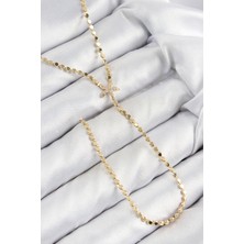 Nehir Pirinç Zirkon Taşlı Ezme Zincirli Deniz Yıldızı Model Gold Renk Y Kolye