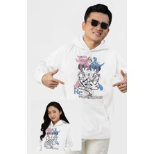 Fuddy Moda Unisex Rem Ram Baskılı Kapüşonlu Sweatshirt, Oversize Re:zero Anime Temalı Hoodie