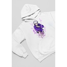 Fuddy Moda Unisex Gojo Satoru Lightning Baskılı Kapüşonlu Sweatshirt, Oversize Jujutsu Kaisen Anime Hoodie