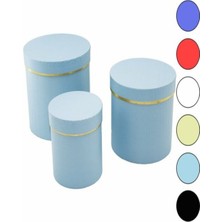Ibico ( 3lü) ( Yuvarlak ) Mat Renkli- Düz Renk )Karton Hediye Kutusu 18-16-12CM