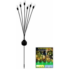Emka MAX-5472 2pcs 6lı Toplu Yaylı Ateş Böceği Çiçek Solar LED Bahçe Çit Yol Aydınlatma Metal Çubuk