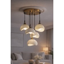3DreaMaker 5 Li Sarkıt Avize Rustik E27 Modern Avize Bohem Beton Görünüm (3 Adet Beyaz LED Ampül Hediyedir.!)