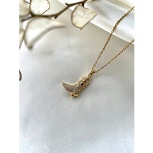 Modesa Bijuteri Zirkon Taşlı Kovboy Çizmesi Çelik Gold Kolye- Kutulu Gönderim