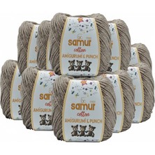 10 Adet Samur Panç & Amigurumi Ipliği  50 gr (1.76 Oz) 04-Koyu Bej-10