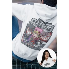 Fuddy Moda Oversize Ds Hashiramas Sırt Baskılı Kapüşonlu Sweatshirt, Unisex Demon Slayer Anime Temalı Hoodie