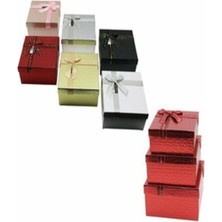 Ibico 3pskare) (Parlak Miks Renkli-Kabartma Desen) Karton Hediye Kutusu Kurdelalı