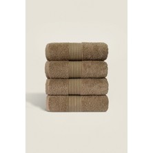 Ellaline 4'lü El Yüz Havlusu Seti %100 Pamuk Sertifikalı Banyo | Mutfak Çeyizlik 50X90CM Bej Renk