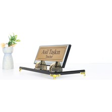 Lüks Füme Cam Masaüstü Isimlik - Krom Ayaklı Mühendis, Mimar, Hemşire, Doktor - Ofis Hediyesi