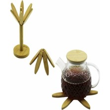 Barotti Dmr Standlıağaç Model 2pcs Ahşap Bambu Katlanır Nihale Yapraklı Çiçek Modeli= Çap: 20CM