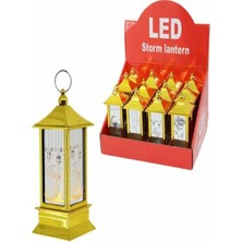 LED Storm Lantern Krd-12 Li ( Kare Kubbe ) ( Pilli ) Ramazan LED Işık GOLD*12X30