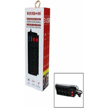 WINNBOSS 8 li Priz ) ( 3x U SB ) ( 2mt ) ( Anahtarlı ) Uzatma Kablo Siyah