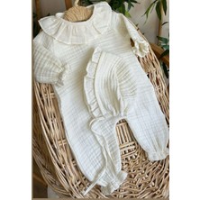 Minik Adımlar 4 Kat Müslin Bebe Yaka Fırfırlı Tulum