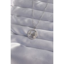 316L Çelik Zincir Gümüş Renk Zirkon Taşlı Yıldız Figürlü Oval Ke