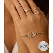 Taktak Altın Renk Çift Vav Asansör Çelik Bileklik