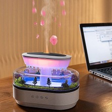 Keyfim Shop Su Damlacıklı Yağmur Hava Nemlendirici Difüzör Rgb, Su Buharlı 250 ml Orman Tasarımlı Nemlendirici
