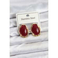 Beyaz Damla Model Pirinç Vintage Kadın Küpe