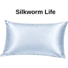 Buz Mavisi Rengi % 100 Ipek Yastık Kılıfı