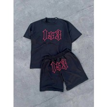 Giyim Center Erkek Nakış Işlemeli Şortlu Takım - Siyah